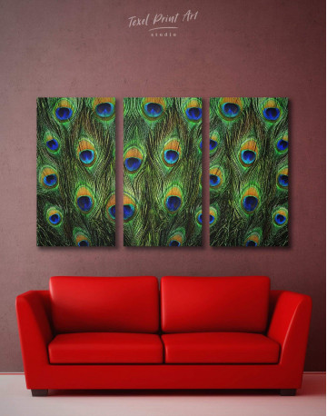 3 Pieces Abstract Peacock Feathers Canvas Wall Art