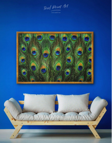 Framed Abstract Peacock Feathers Canvas Wall Art - image 1