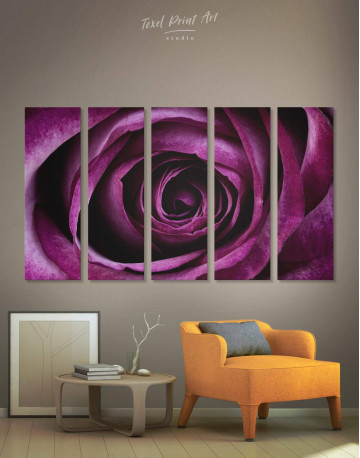 5 Panels Tender Dark Rose Canvas Wall Art