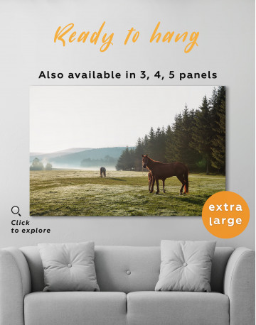 Landscape with Horses in the Field Canvas Wall Art