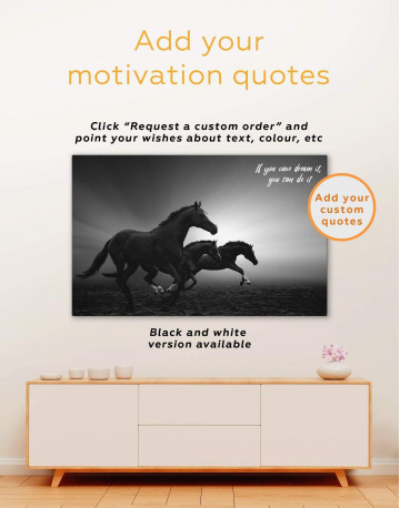 3 Panels Black Running Horses Canvas Wall Art - image 1