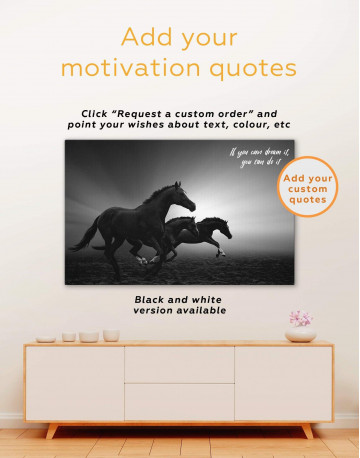 5 Panels Black Running Horses Canvas Wall Art - image 1