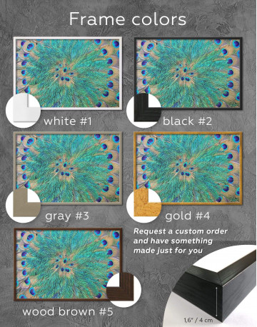 Framed Abstract Peacock Teal Feathers Canvas Wall Art - image 2