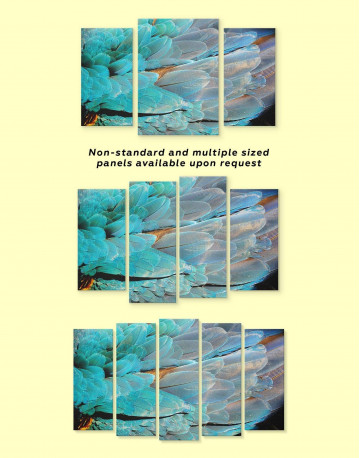 3 Panels Blue Bird's Feather Canvas Wall Art - image 1