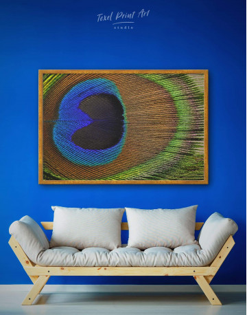 Framed Macro Peacock Feather Canvas Wall Art - image 1