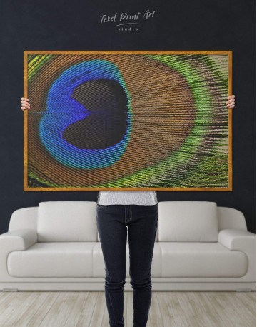 Framed Macro Peacock Feather Canvas Wall Art - image 2