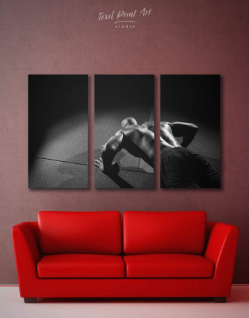 3 Panels Black and White Home Gym Canvas Wall Art