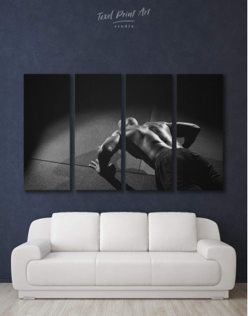 4 Pieces Black and White Home Gym Canvas Wall Art