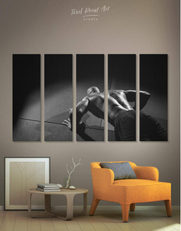 5 Panels Black and White Home Gym Canvas Wall Art