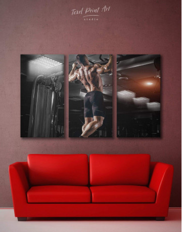 3 Panels Working Out Man Canvas Wall Art