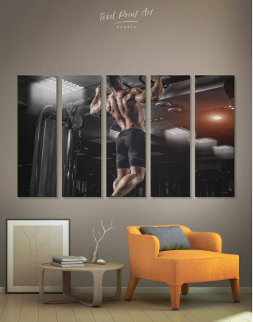 5 Pieces Working Out Man Canvas Wall Art
