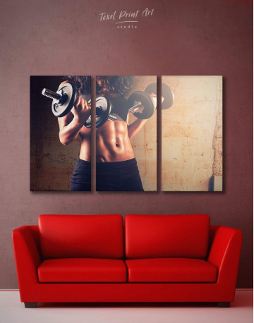 3 Panels Fitness Girl Gym Sports Canvas Wall Art