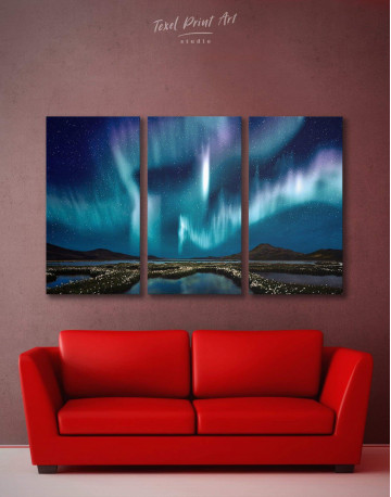 3 Pieces Night Sky Aurora Borealis Canvas Wall Art