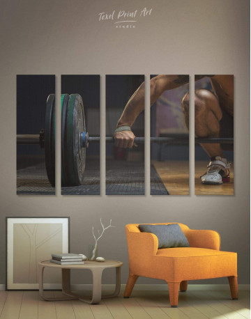 5 Pieces Barbell Sports Canvas Wall Art