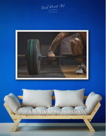 Framed Barbell Sports Canvas Wall Art - image 1