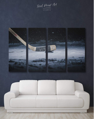 4 Panels Hockey Stick Canvas Wall Art
