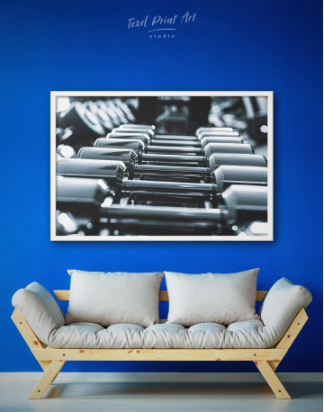 Framed Gym with Dumbbells Canvas Wall Art - image 1