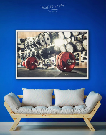 Framed Barbell Gym Canvas Wall Art - image 1