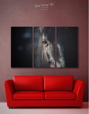 3 Piece Black Horse Canvas Wall Art