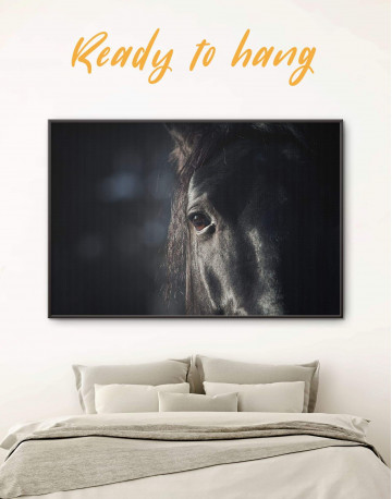 Framed Black Horse Canvas Wall Art