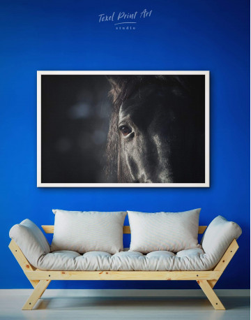 Framed Black Horse Canvas Wall Art - image 1