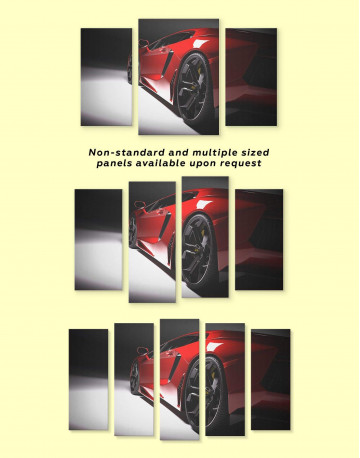 5 Panels Red Lamborghini Canvas Wall Art - image 3