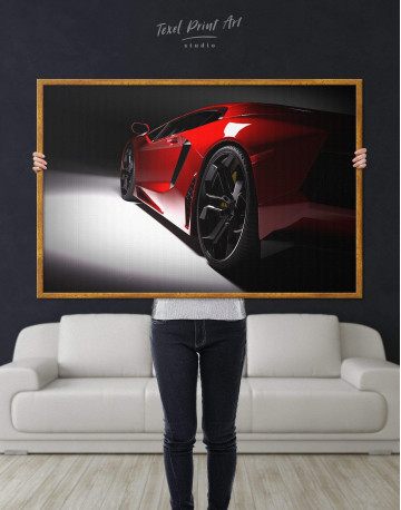 Framed Red Lamborghini Canvas Wall Art - image 2
