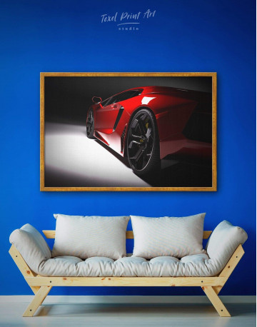 Framed Red Lamborghini Canvas Wall Art - image 1