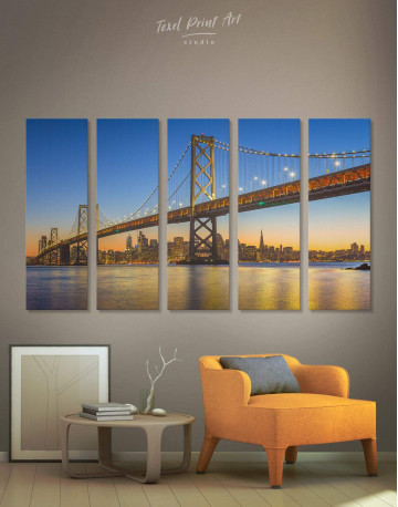 5 Panels San Francisco Skyline Canvas Wall Art