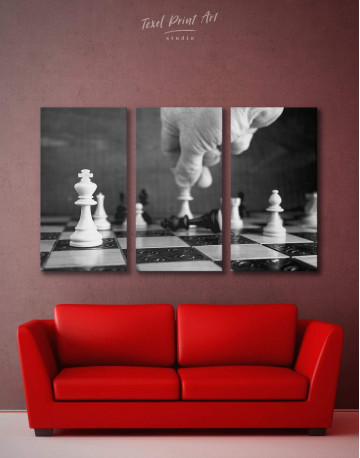 3 Panels Chess Game Canvas Wall Art