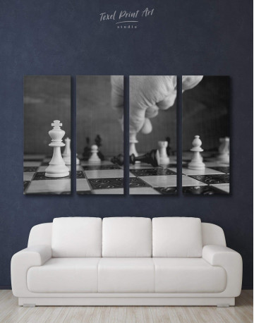 4 Panels Chess Game Canvas Wall Art