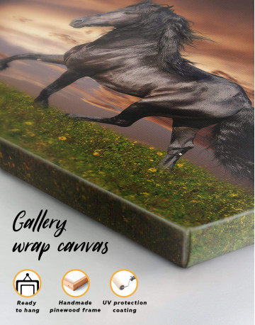 5 Panels Running Black Horse Canvas Wall Art - image 1