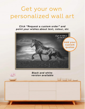 Framed Running Black Horse Canvas Wall Art - image 4