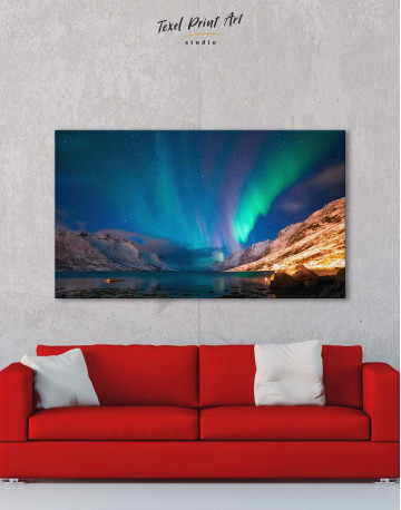 Nordic Northern Lights Scene Canvas Wall Art - image 1