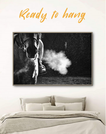 Framed Black and White Horse Canvas Wall Art - image 1