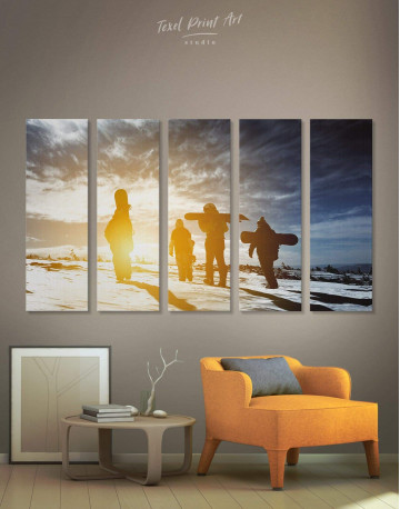 5 Panels Snowboarders Winter Sport Canvas Wall Art