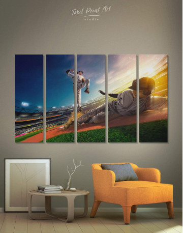 5 Panels Baseball Sports Game Canvas Wall Art