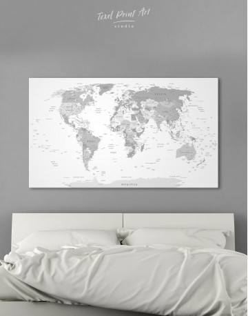 Light Grey Pushpin World Map Canvas Wall Art - image 2