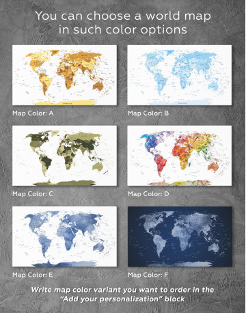Light Grey Pushpin World Map Canvas Wall Art - image 8