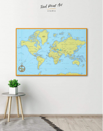 Political World Map with Pins Canvas Wall Art - image 1
