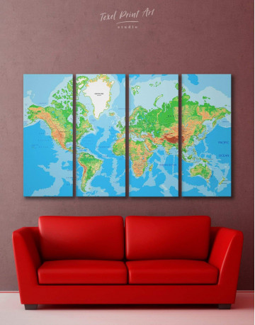 4 Piece Push Pin World Travel Map Canvas Wall Art