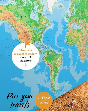Push Pin World Travel Map Canvas Wall Art - image 3