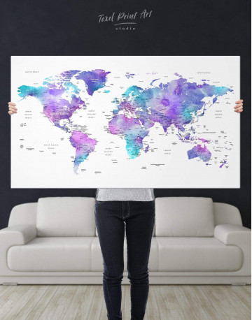 Violet Travel World Map Canvas Wall Art - image 1