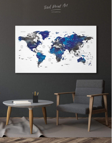 Blue and Grey Travel World Map Canvas Wall Art - image 6