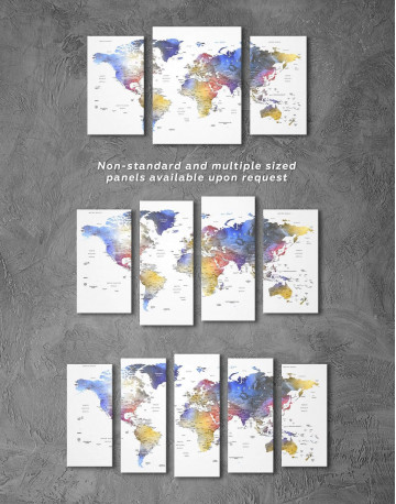 3 Panels Modern Travel Map with Pins to Push Canvas Wall Art - image 5