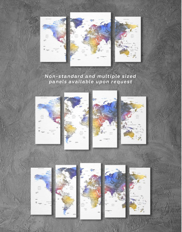 4 Panels Modern Travel Map with Pins to Push Canvas Wall Art - image 5