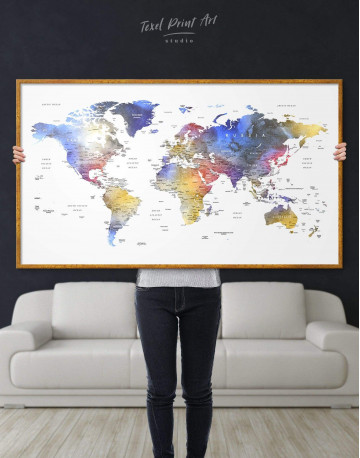 Framed Modern Travel Map with Pins to Push Canvas Wall Art - image 6