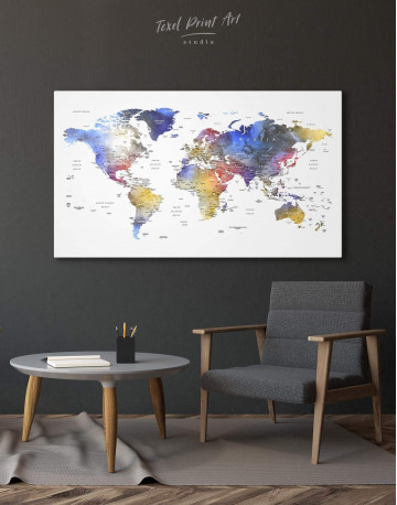 Modern Travel Map with Pins to Push Canvas Wall Art - image 1