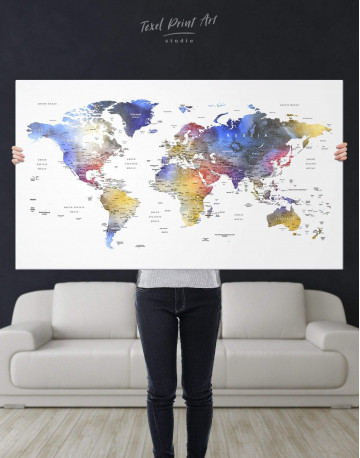 Modern Travel Map with Pins to Push Canvas Wall Art - image 7
