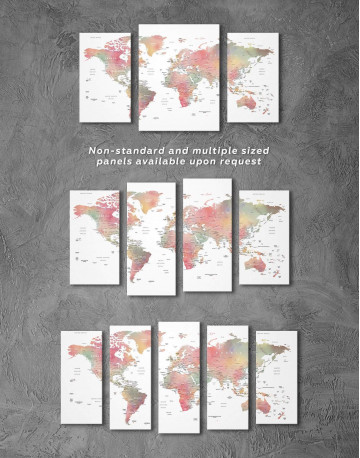 3 Panels Travel World Map With Pins Canvas Wall Art - image 5